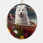 Samoyed on a Paddle: Ein Landschaftliches Abenteue Keramik Ornament (Links)