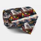 Samoyed on a Paddle: Ein Landschaftliches Abenteue Krawatte (Gerollt)