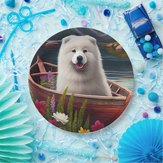 Samoyed on a Paddle: Ein Landschaftliches Abenteue Pappteller (Party)