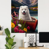 Samoyed on a Paddle: Ein Landschaftliches Abenteue Poster (Heimbüro)