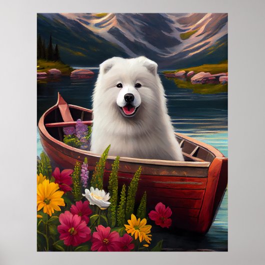 Samoyed on a Paddle: Ein Landschaftliches Abenteue Poster (Vorne)