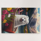 Samoyed on a Paddle: Ein Landschaftliches Abenteue Puzzle (Horizontal)