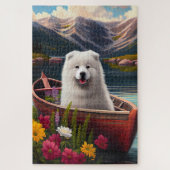 Samoyed on a Paddle: Ein Landschaftliches Abenteue Puzzle (Vertikal)