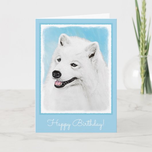 Samoyed Painting - Cute Original Dog Art Karte (Vorderseite)