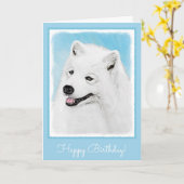 Samoyed Painting - Cute Original Dog Art Karte (Gelbe Blume)
