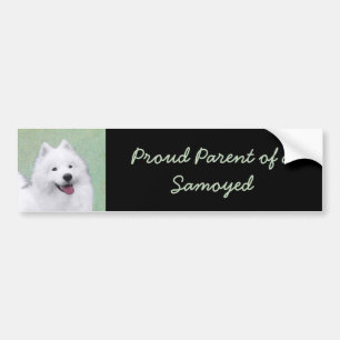 Samoyed Painting - Niedliche Original Dog Art Autoaufkleber
