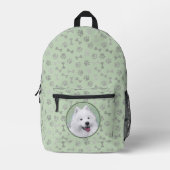 Samoyed Painting - Niedliche Original Dog Art Bedruckter Rucksack (Vorderseite)
