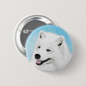 Samoyed Painting - Niedliche Original Dog Art Button (Vorne & Hinten)
