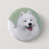 Samoyed Painting - Niedliche Original Dog Art Button (Vorderseite)