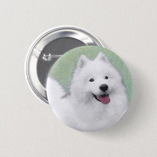 Samoyed Painting - Niedliche Original Dog Art Button (Vorne & Hinten)