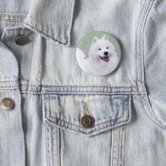 Samoyed Painting - Niedliche Original Dog Art Button (Beispiel)