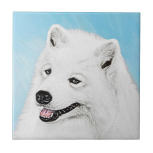 Samoyed Painting - Niedliche Original Dog Art Fliese