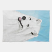 Samoyed Painting - Niedliche Original Dog Art Geschirrtuch (Horizontal)