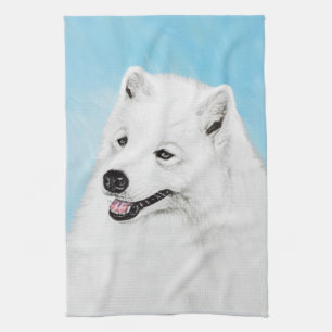 Samoyed Painting - Niedliche Original Dog Art Geschirrtuch