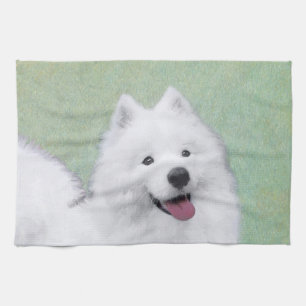 Samoyed Painting - Niedliche Original Dog Art Geschirrtuch