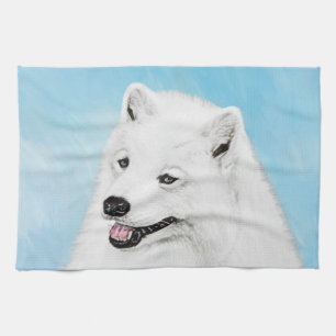 Samoyed Painting - Niedliche Original Dog Art Geschirrtuch