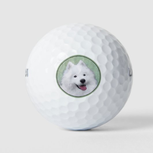 Samoyed Painting - Niedliche Original Dog Art Golfball (Vorderseite)