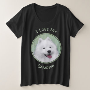 Samoyed Painting - Niedliche Original Dog Art Große Größe T-Shirt