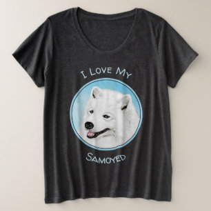 Samoyed Painting - Niedliche Original Dog Art Große Größe T-Shirt