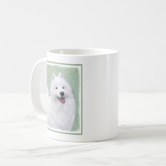 Samoyed Painting - Niedliche Original Dog Art Kaffeetasse (Vorderseite Links)