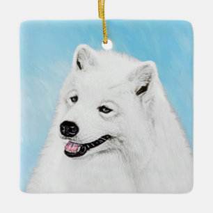 Samoyed Painting - Niedliche Original Dog Art Keramikornament