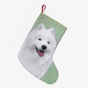 Samoyed Painting - Niedliche Original Dog Art Kleiner Weihnachtsstrumpf