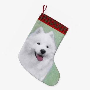 Samoyed Painting - Niedliche Original Dog Art Kleiner Weihnachtsstrumpf