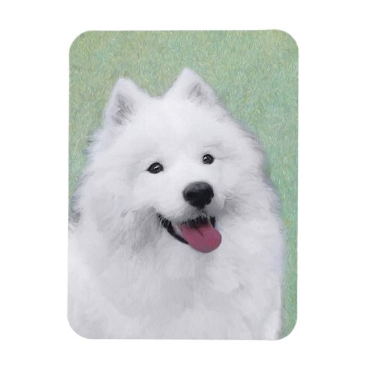 Samoyed Painting - Niedliche Original Dog Art Magnet (Vertikal)