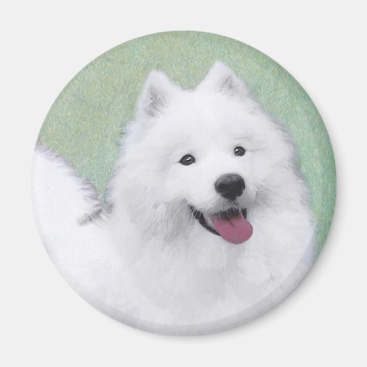 Samoyed Painting - Niedliche Original Dog Art Magnet (Vorne)