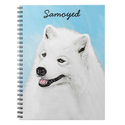 Samoyed Painting - Niedliche Original Dog Art Notizblock (Vorderseite)