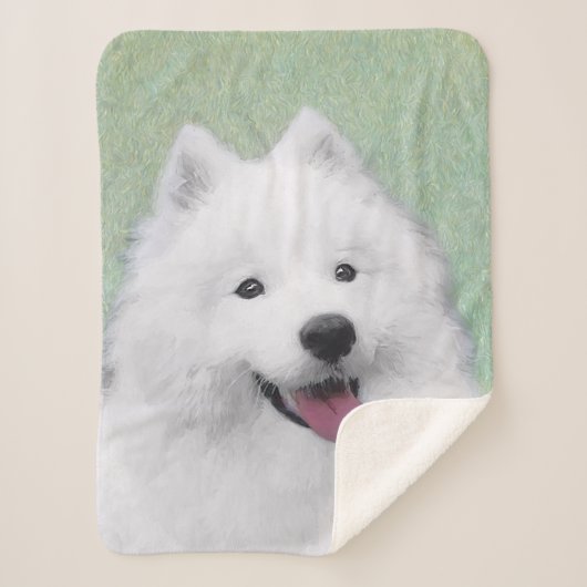 Samoyed Painting - Niedliche Original Dog Art Sherpadecke (Vorderseite)