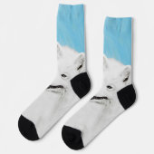 Samoyed Painting - Niedliche Original Dog Art Socken (Linkes Detail)