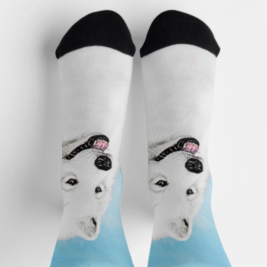 Samoyed Painting - Niedliche Original Dog Art Socken (Oben)