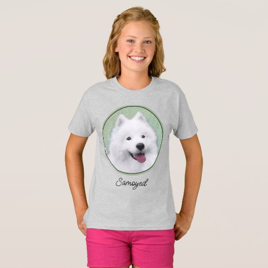 Samoyed Painting - Niedliche Original Dog Art T-Shirt (Vorne ganz)