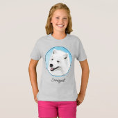Samoyed Painting - Niedliche Original Dog Art T-Shirt (Vorne ganz)
