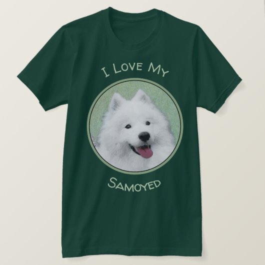 Samoyed Painting - Niedliche Original Dog Art T-Shirt (Design vorne)