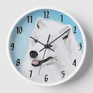 Samoyed Painting - Niedliche Original Dog Art Uhr