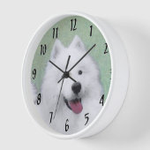 Samoyed Painting - Niedliche Original Dog Art Uhr (Winkel)