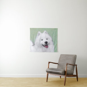 Samoyed Painting - Niedliche Original Dog Art Wandteppich