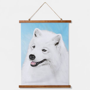 Samoyed Painting - Niedliche Original Dog Art Wandteppich Mit Holzrahmen