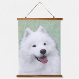 Samoyed Painting - Niedliche Original Dog Art Wandteppich Mit Holzrahmen