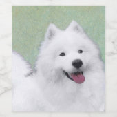 Samoyed Painting - Niedliche Original Dog Art Weinetikett (Einzelnes Label)