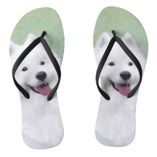 Samoyed Painting - Niedliche Original Hundekunst Badesandalen
