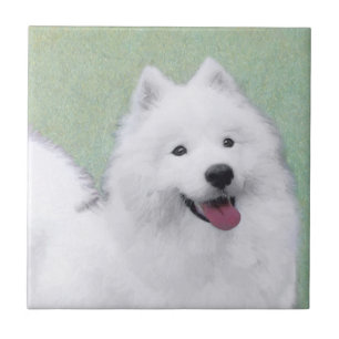 Samoyed Painting - Niedliche Original Hundekunst Fliese