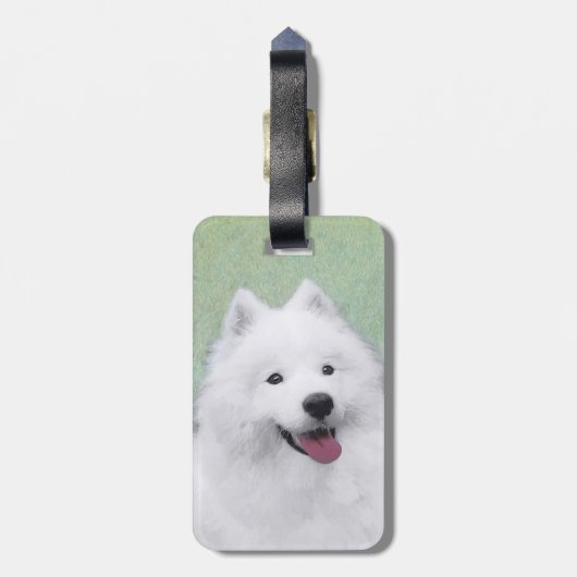 Samoyed Painting - Niedliche Original Hundekunst Gepäckanhänger (Rückseite vertikal)