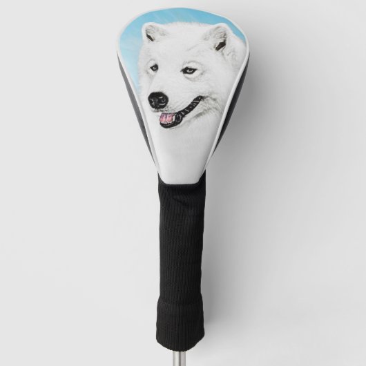 Samoyed Painting - Niedliche Original Hundekunst Golf Headcover (Vorderseite)