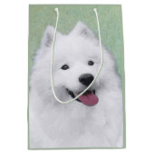 Samoyed Painting - Niedliche Original Hundekunst Mittlere Geschenktüte (Vorderseite)