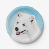 Samoyed Painting - Niedliche Original Hundekunst Pappteller (Vorderseite)