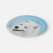 Samoyed Painting - Niedliche Original Hundekunst Pappteller (Schrägansicht)