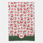 Samoyed Pattern Monogram Christmas Dog Geschirrtuch (Vertikal)